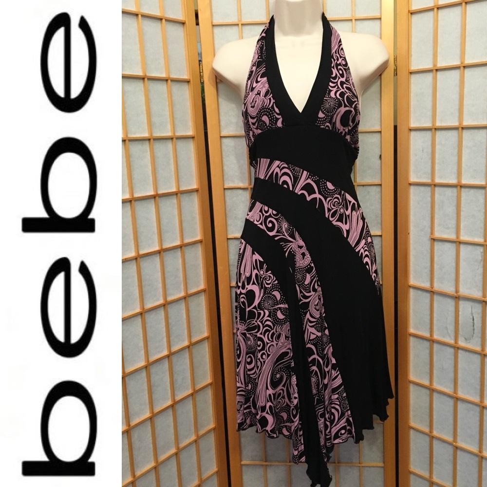 bebe Backless Halter Dress